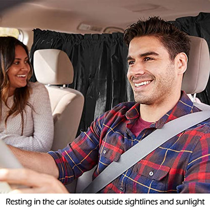 ZATOOTO Car Curtains - Divider Privacy Window Sun Shade - Side Windshield Magnetic Sunshades Covers - Travel Removable Simple - color: Black Faux Silk Louvered–Divider 1PC