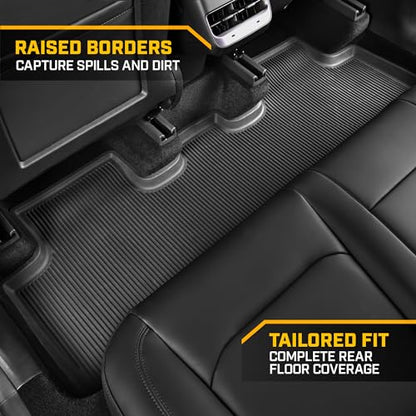 Cat® JustFit™ 3D Floor Mats for Tesla Model Y 2020–2024 Custom Fit All Weather Floor Liners, Heavy Duty Rubber Mats for Tesla Model Y – Premium Tesla Accessories for Full Interior Protection - style: Tesla Model Y (2020-2024)