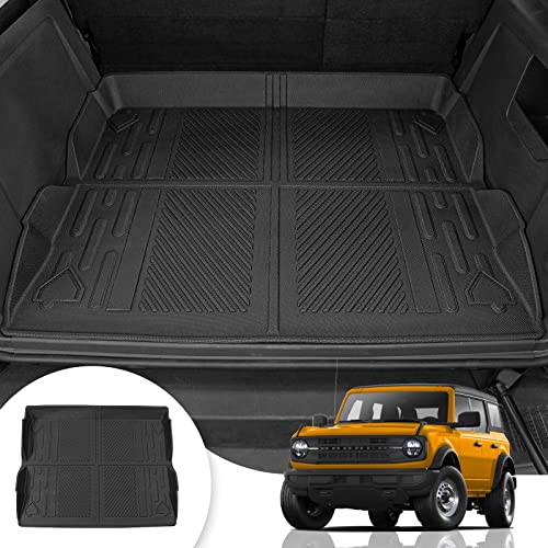 Cargo Mat Compatible with 2021 2022 2023 2024 2025 2026 Ford Bronco Trunk Mat All-Weather TPE Rear Trunk Tray Cargo Liner for Ford Bronco Accessories 4 Doors (Not Compatible with Bronco Sport) - color: Trunk Mat