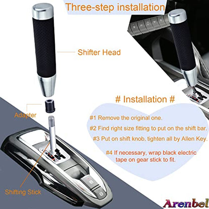 7" Long Weighted Gear Shifter Knob Leather Covered Alloy Car Stick Shift Lever Handle Fit Most Manual Vehicles, Silver - color: Silver