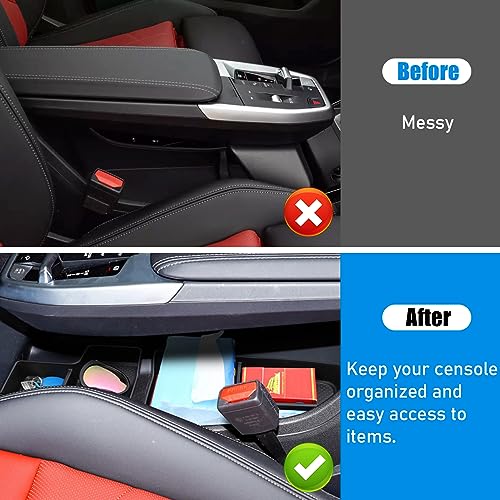 Jaronx Compatible with BMW X1 Center Console Organizer Tray 2023 2024 2025 2026 U11, 2PCS Lower Console Organizer Tray, TPE Storage Box for 2023-2026 BMW X1 Accessories - size: X1 U11 Console Organizer