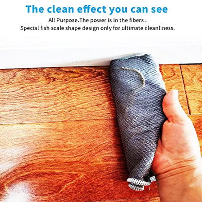 Easy Clean Fish Scale Nanoscale Cleaning Cloth,Streak Free Microfiber Glass Cleaning Cloths for Window Mirrors Windshields,Lint Free Microfiber Polishing Cleaning All-Purpose Towel Pack of 6(Purple) - color: Purple