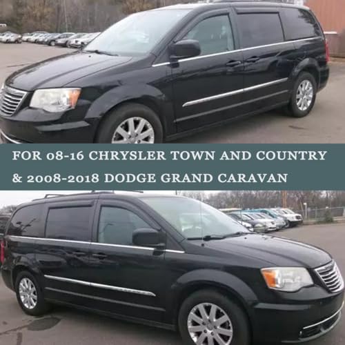 94251 Waterproof Sunproof Rain Guards Set, 4pcs Out-Channel Protective Side Window Wind Deflectors, Window Visor fit for 2008-2016 Chrysler Town & Country, 2008-2020 Dodge Grand Caravan - size: for 2008-2020 Grand Caravan/Town & Country