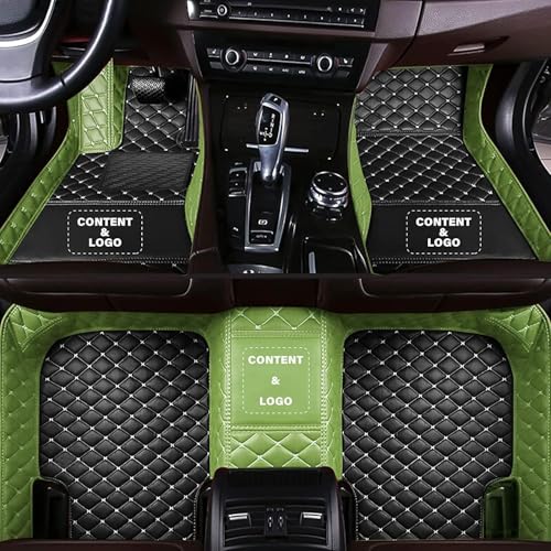 Custom Personalized Floor Mats for Cars，Luxury Full Coverage All Car Floor Mats，Anti-Slip Leather Car Mat Set ，Custom Floor Mats for 98% of Cars, Trucks SUVs (Black with Green) - color: Black with Green