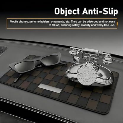 Car Dashboard Non Slip Mat, Heat-resistant PVC Grid Dash Pad, Multifunction Car Anti Slip Mat, Universal Sticky Storage Pad for Phones Keys Glass Coins (Brown) - color: Brown