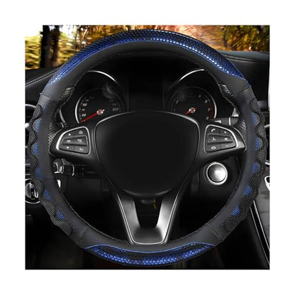 Car Steering Wheel Cover, 15 Inch Anti-Slip Steering Wheel Cover Protector with 3D Honeycomb Design, Universal Steering Wheel Covers for Truck SUV, Car Accessories (Blue, Round Shape) - color: Blue, Round Shape