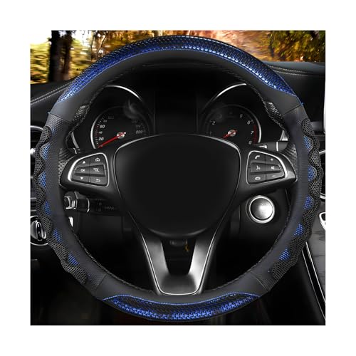 Car Steering Wheel Cover, 15 Inch Anti-Slip Steering Wheel Cover Protector with 3D Honeycomb Design, Universal Steering Wheel Covers for Truck SUV, Car Accessories (Blue, Round Shape) - color: Blue, Round Shape