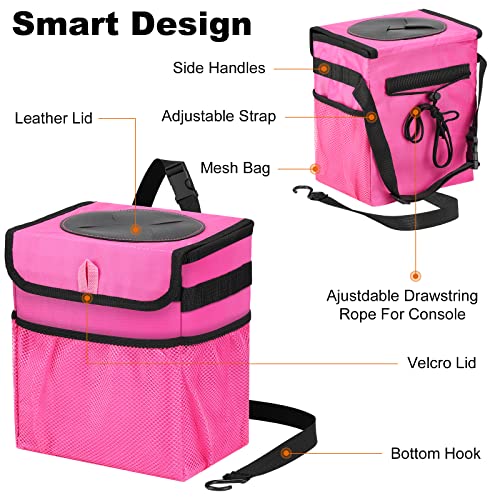 Car Trash Can Foldable Garbage Bin Leakproof 2.3 Gallons Car Trash Bag Pink - color: Pink, size: M-1PCS