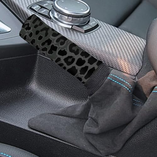 Jeiento Black Leopard Pattern Car Interior Accessiores for Men Women - Auto Gear Shift Knob Cover + Handbrake Cover Set Non-Slip Soft Fit Most Cars Sedan SUV Van Truck, - color: black leopard