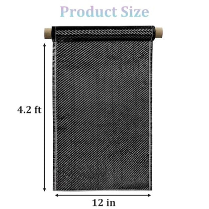 4.2ft x12in Carbon Fiber Fabric Roll – 3K Twill Weave, 200gsm Black Carbon Fiber Cloth for Reinforcement, Auto DIY, Marine & RC Projects
