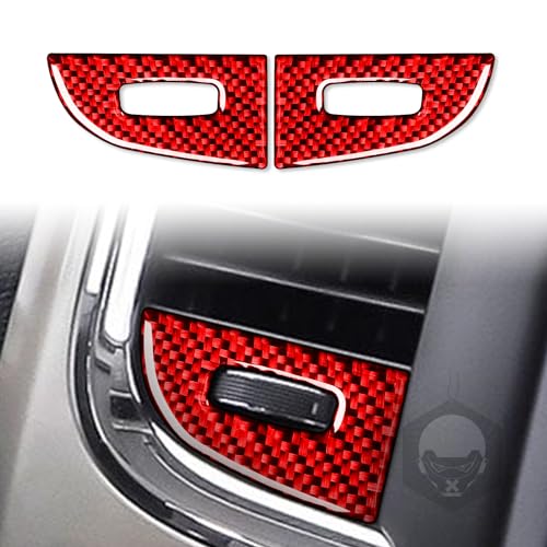 Car Center Console Instrument Decoration Carbon Fiber A/C Outlet Vent Knob Sticker Vehicle Interior Accessories Compatible with Dodge Ram 1500/2500/3500 2013 2014 2015 2016 2017 2018 Red - color: Red 16