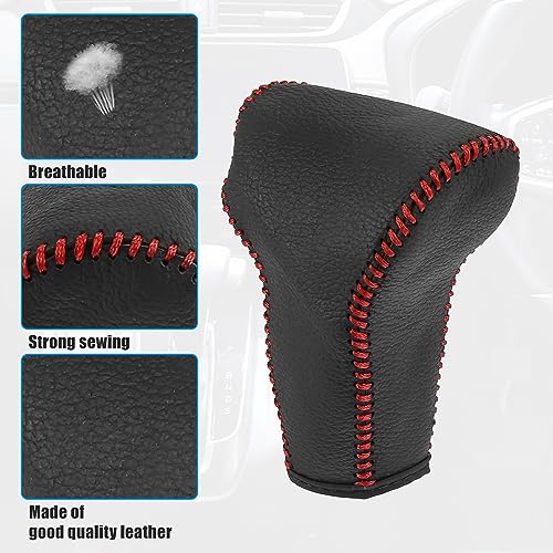 X AUTOHAUX Black Car Interior Faux Leather Gear Shifter Shift Knob Cover Transmission Shift Boot Lever for Honda CR-V 2017-2021 Red Stitches - color: Red