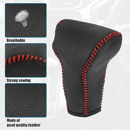 X AUTOHAUX Black Car Interior Faux Leather Gear Shifter Shift Knob Cover Transmission Shift Boot Lever for Honda CR-V 2017-2021 Red Stitches - color: Red