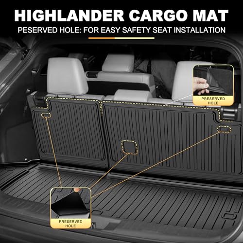 AOMSAZTO Floor Mats and Cargo Mat Compatible with 2020-2026 Toyota Highlander (7 Seats Only): Heavy Duty TPE All Weather Protection Car Floor Mats - 3 Rows Full Set Rubber Highlander Cargo Liner - style: 2020-2025 | For Toyota Highlander | Full Set