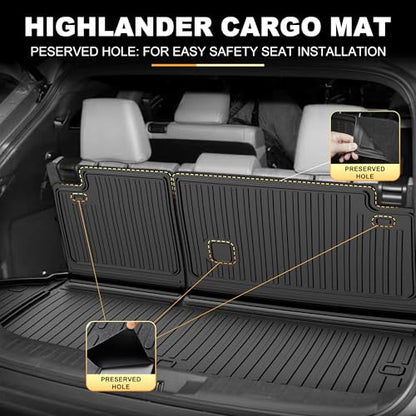 AOMSAZTO Floor Mats and Cargo Mat Compatible with 2020-2026 Toyota Highlander (7 Seats Only): Heavy Duty TPE All Weather Protection Car Floor Mats - 3 Rows Full Set Rubber Highlander Cargo Liner - style: 2020-2025 | For Toyota Highlander | Full Set