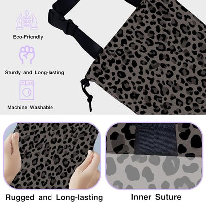 Car Trash Bag Hanging Black Gray Leopard Print Car Trash Can for Back Seat Waterproof Car Trash Bin with Adjustable Straps and Drawstring for Car Accessories Vehicle Travelling Camping - color: Black Gray Leopard Print