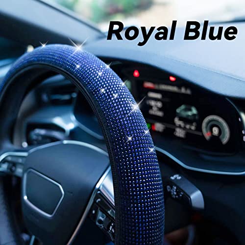 Bling Steering Wheel Cover, Rhinestone Steering Wheel Cover with Crystal Diamond for Women, Sparkling Car Wheel Protector Universal Fit 14-15 inches - Royal Blue - color: blue