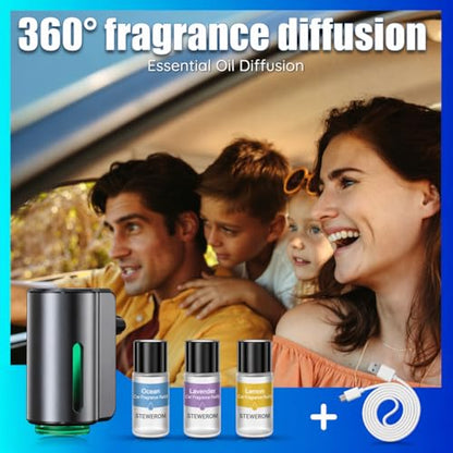 Smart Car Air Freshener, 3 Levels of Adjustable Intensity, Aroma Rechargeable Aroma Diffuser, Adjustable Aroma Diffuser, 220mAh Built-in， Fresh+Intense+Ocean Perfume - color: Fresh+intense+ocean Flavour