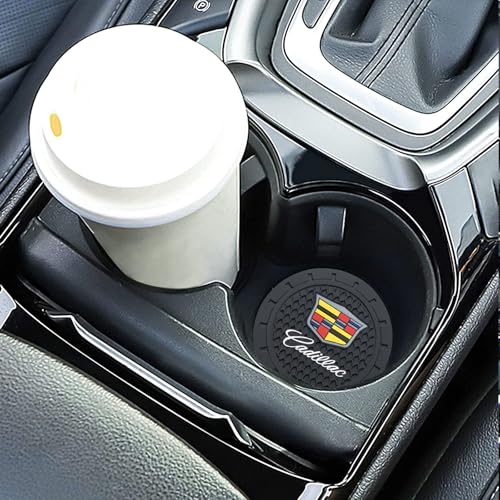 Car Cup Holder Coaster for Cadillac Recessed Silicone Cupholder Coaster Interior Accessories 2.75in 2Pack - color: Black-01