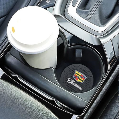 Car Cup Holder Coaster for Cadillac Recessed Silicone Cupholder Coaster Interior Accessories 2.75in 2Pack - color: Black-01