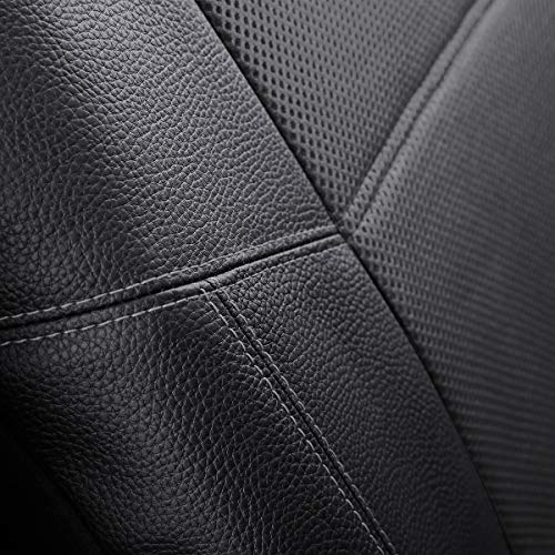 P&J AUTO Leather and Mesh Car Seat Cover Front Pair Universal Fit for Cars Trucks Vans & SUVs Airbag Compatible (Grey) - color: BK GY