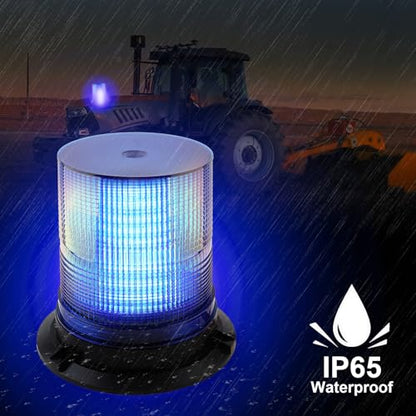 Blue Led Strobe Lights, 12-48V Warning Emergency Flashing Beacon Lights, 3 Modes Waterproof Flashing Safety Warning Lights for Trucks, Cars, Bus, Tractor, Mower, ATV, Golf Carts, UTV - color: Blue