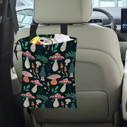 Car Trash Bag Mushroom Car Garbage Bag Hanging Car Trash Can for Back Seat with Drawstring - color: Mushroom