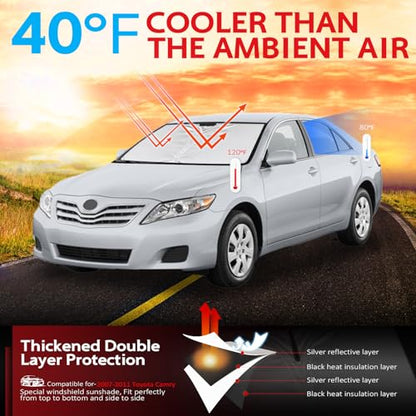 KAYZT Windshield Sun Shade for 2007-2011 Toyota Camry Foldable Sunshade Front Window Custom Fit Car Accessories - size: for 2007-2011 Toyota Camry