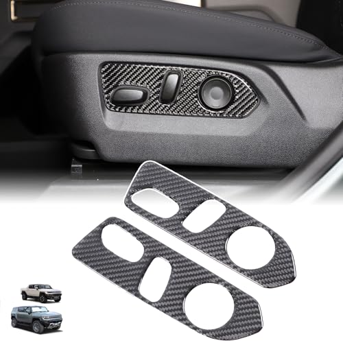 for Hummer EV Accessories Seat Adjustment Button Cover Trim Real Carbon Fiber Car Front Seats Button Switch Panel Decorative Frame Interior for Hummer EV SUV Pickup 2022-2024 2025 2026 2PCS (Black) - color: Black