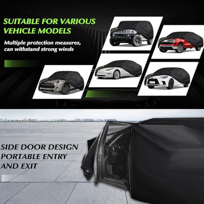 16-Layer 600D Heavy Duty Universal Full Car Cover for Outdoor & Indoor Use - All Weather Sun UV Rain Snow Dust Proof, Waterproof Scratch Resistant, Fits Hatchback Body Length Up to 181" /15 ft - size: Hatchback-440