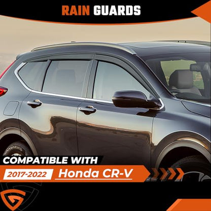 Rain Guards Compatible with Honda CR-V 2017 2018 2019 2020 2021 2022, Tape-on Durable Side Window Sun Wind Deflectors, 2017-2022 CRV Rain Guard Black 6 PCS - size: Fit for Honda CR-V 2017-2022