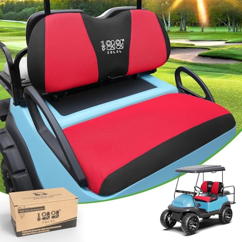 10L0L Golf Cart Seat Covers for Yamaha G29 Drive2 Club Car Precedent Tempo, Breathable Mesh Bench Seat Cover, No Drilling Front Seat Cushion, All-Season Comfort Gray Black - color: Red and Black