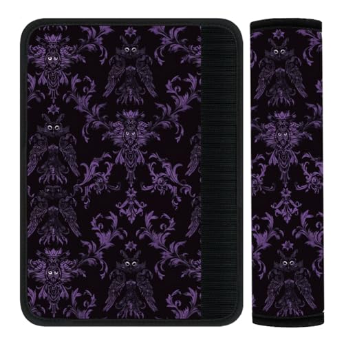 2Pcs Seat Belt Cover Pad 11 Inch Long Seat Belt Cushion Soft Comfort Strap Pad Auto Accessory Decoration for Car Truck SUV Bag Backpack Purple Gothic Style - color: Gothic