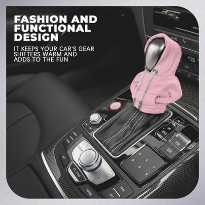 Gear Shift Hoodie, Gear Shift Cover, Fashionable Hoodie Automotive Gear Shift Knob Protector, Car Accessories Mini Sweater Gear Shift Knob Cover for Car Gear Shift Levers (Pink-2PCS) - color: Pink-2PCS
