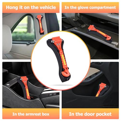 MOTORBUDDY 2-Pack Car Safety Hammer Seatbelt Cutter, Auto Emergency Escape Hammer with Window Glass Breaker and Seat Belt Cutter, Escape Tool for Car Accidents - color: Red Orange