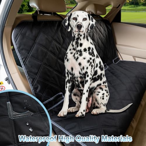 ZQ Bench Car Seat Cover for Dogs, Waterproof Rear Seat Protector Stays Securely in Place for Pets, Dog Backseat Cover Fit for Standard Cars & SUVs (Black)