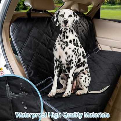 ZQ Bench Car Seat Cover for Dogs, Waterproof Rear Seat Protector Stays Securely in Place for Pets, Dog Backseat Cover Fit for Standard Cars & SUVs (Black)