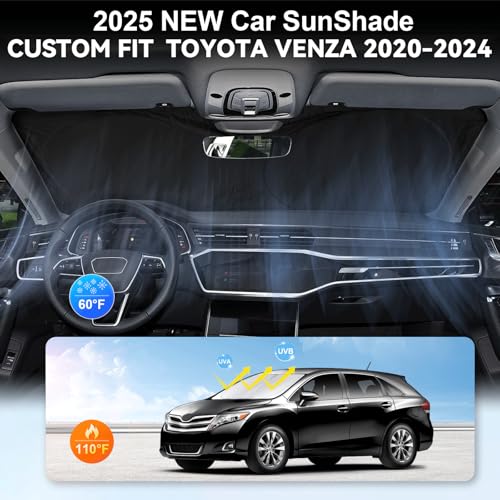 Custom Fit Venza Windshield Sunshade for 2021 2022 2023 2024 2025 Toyota Venza, LE, XLE, Limited, SUV Accessories Front Window 210T Reflective Shield Cover for Windshield Sun Visor Protector Blocks UV - size: Fit Venza 21-25