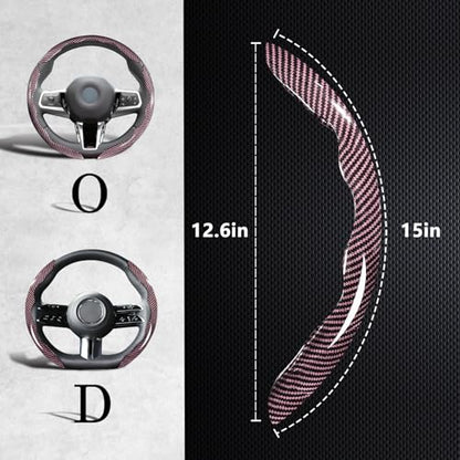 Carbon Fiber Steering Wheel Covers 3 Piece Clip on Steering Wheel Cover (Pink) - color: Pink