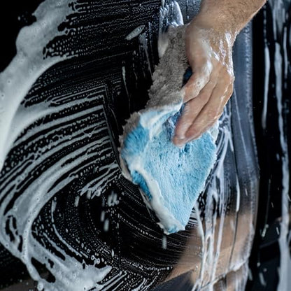 Autofiber Flat Out Microfiber Car Wash Pad - Pack of 4, Blue/Gray (9 inch x 8 inch) - color: Blue/Gray