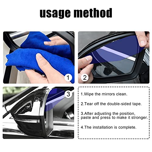 2Pcs Carbon Fiber Side Mirror Rain Visor Guard, Auto Rain Eyebrow Guard, Universal for Cars, Trucks and SUVs (Transparent) - color: Transparent