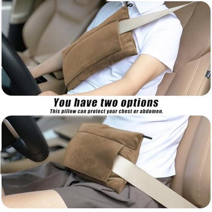 Super Soft Seatbelt Pillow, Seat Belt Pillow for Mastectomy Post-Surgery, Seat Belt Cushion for Heart Surgery Recovery, Hysterectomy Abdominal Incision Recovery Seatbelt (Brown, Large) - color: Brown