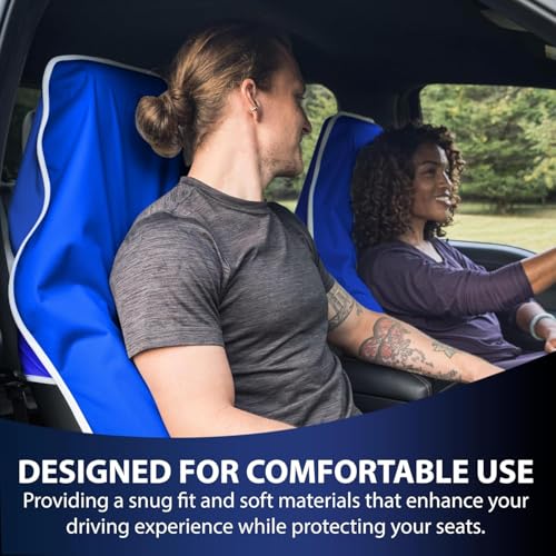 Dri Seats Waterproof Car Seat Cover – Premium Sweat Towel with Slip Resistant Backing for Front Seats in Cars, Trucks, SUVs – Universal Seat Covers & Liner, Easy Install (Blue, Large) - color: Blue, size: Large