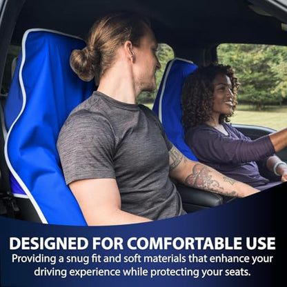 Dri Seats Waterproof Car Seat Cover – Premium Sweat Towel with Slip Resistant Backing for Front Seats in Cars, Trucks, SUVs – Universal Seat Covers & Liner, Easy Install (Blue, Large) - color: Blue, size: Large