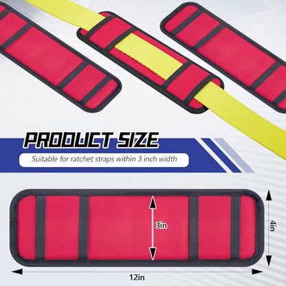 Seenelling 4 Pack Tie Down Strap Protector Sleeve Universal Protective Sleeves for Ratchet Straps Protective Strap Protector, Preventing Damage to Boat Trailers Kayaks Yacht Trucks, 4 x 12'' (Red) - color: Red