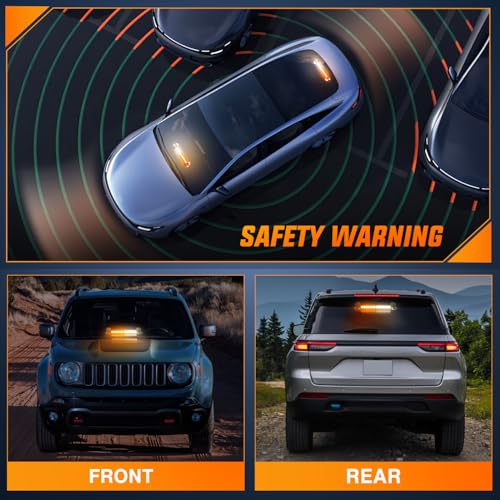 Nilight 12LED Traffic Advisor Strobe Light Bar Amber White Emergency Warning Hazard Safety Dash Front/Rear Windshield Flashing Lights for Cars Trucks Police Firefighter Plow Construction Vehicles - color: Amber White