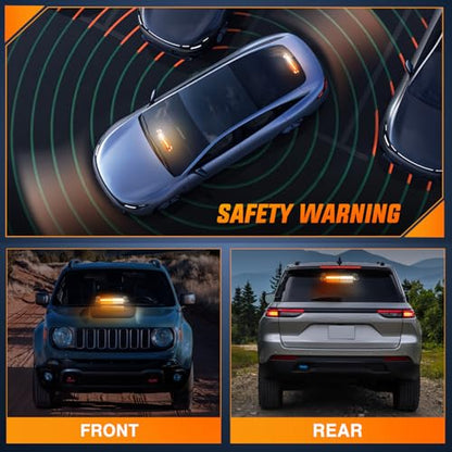 Nilight 12LED Traffic Advisor Strobe Light Bar Amber White Emergency Warning Hazard Safety Dash Front/Rear Windshield Flashing Lights for Cars Trucks Police Firefighter Plow Construction Vehicles - color: Amber White