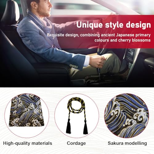 Car Shift Boot Cover, Stitch Ancient Japanese Antiquity Element Shift Knob Boot, Japanese Style Shifter Shift Knob Dust Cover, Universal Car Accessories (Wave Black) - color: Wave Black