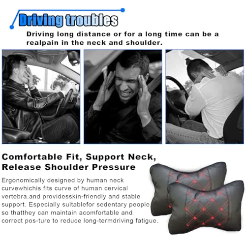 BDZMC 1PCS Car Neck Pillow, Breathable Car Head Neck Rest Cushion, Soft Pillow for Relieving Stiffness, Comfort Car Seat Neck Support Pillow (Black/Red) - color: Black/Red