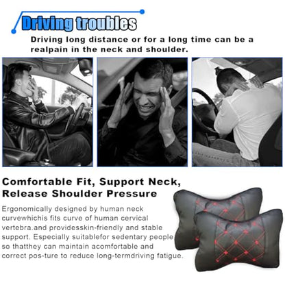 BDZMC 1PCS Car Neck Pillow, Breathable Car Head Neck Rest Cushion, Soft Pillow for Relieving Stiffness, Comfort Car Seat Neck Support Pillow (Black/Red) - color: Black/Red